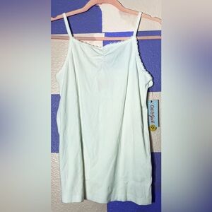 NWT Cat & Jack 2-PACK Long Ribbed Tank Ruched Top w Lace Trim in White - Sz XXL